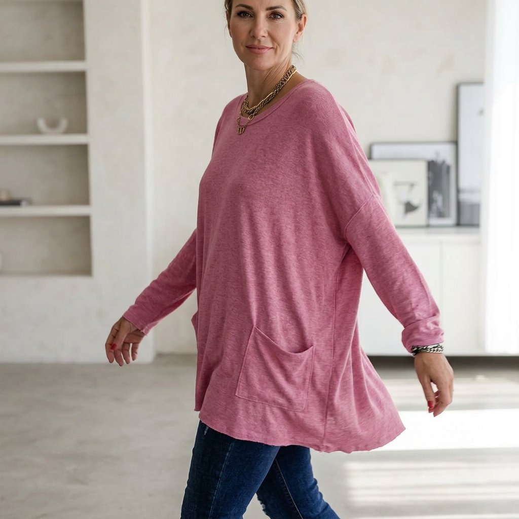 Elettra Brambati™ Blusa a maniche lunghe traspirante con tasca per un comfort senza sforzo