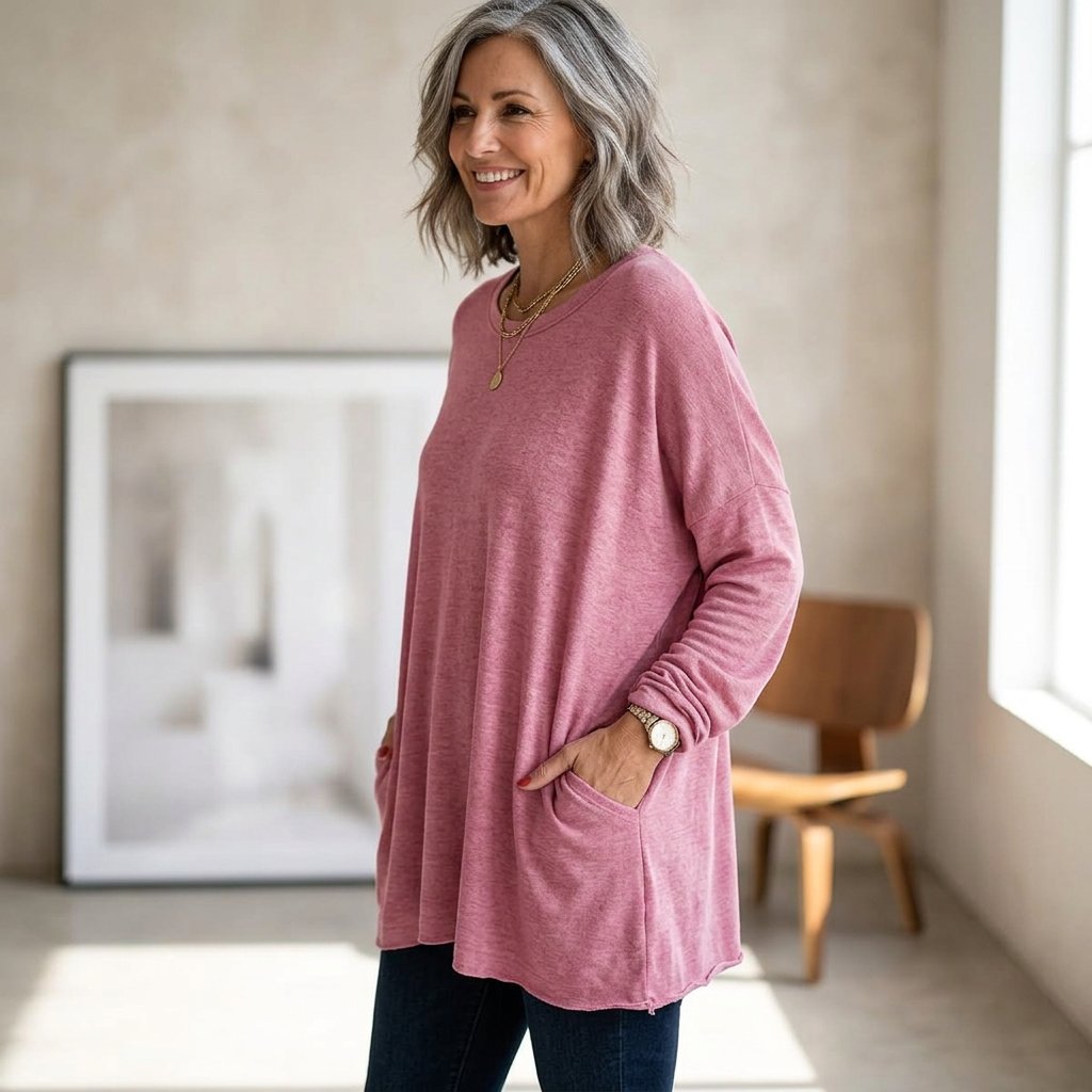 Elettra Brambati™ Blusa a maniche lunghe traspirante con tasca per un comfort senza sforzo