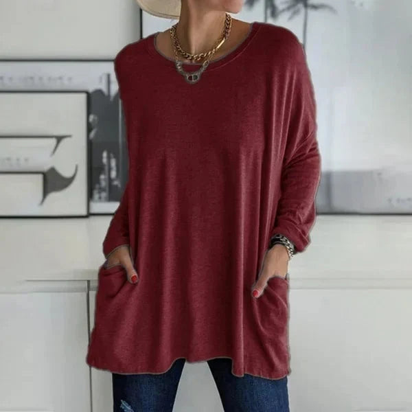 Elettra Brambati™ Blusa a maniche lunghe traspirante con tasca per un comfort senza sforzo