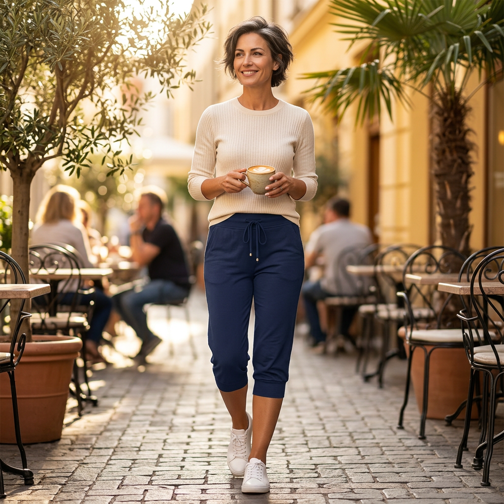 Ernesta Boccaccio™ Pantaloni capri in felpa morbida con tasche laterali