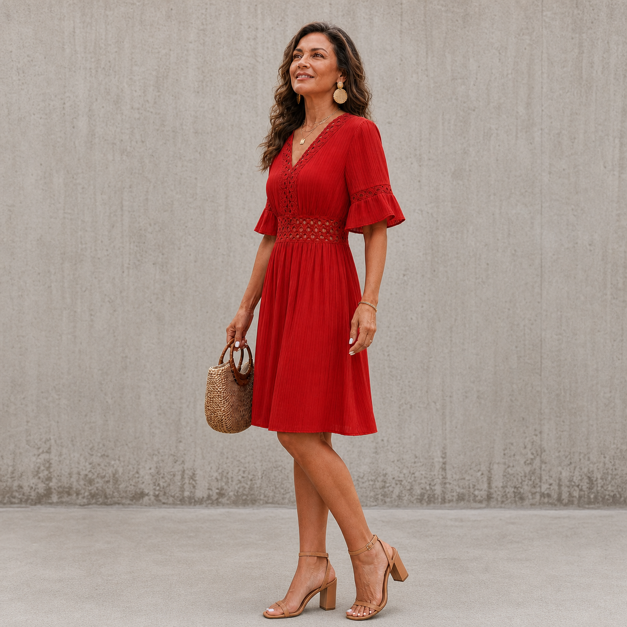 Ester Bolzano™ Abito estivo elegante con scollo a V