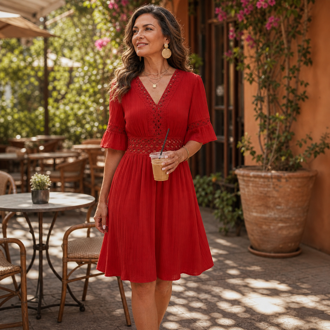 Ester Bolzano™ Abito estivo elegante con scollo a V