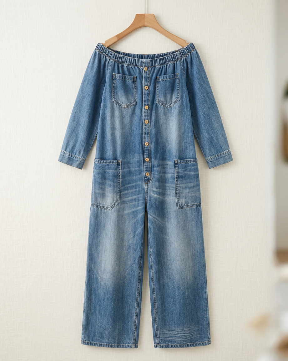 Eugenia Trevi™ Tuta di jeans monospalla senza sforzo