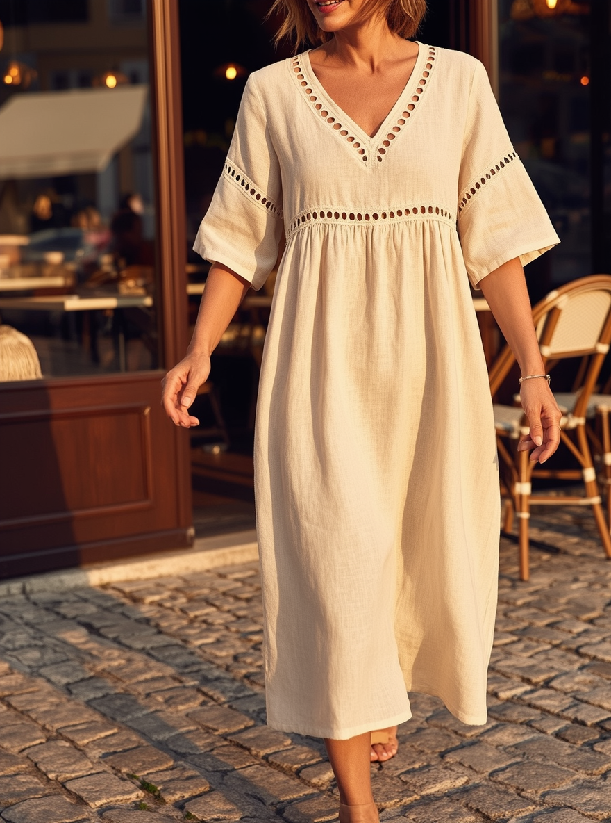 Fabiola Zanetti™ Abito con scollo a V dall'eleganza senza sforzo per il giorno