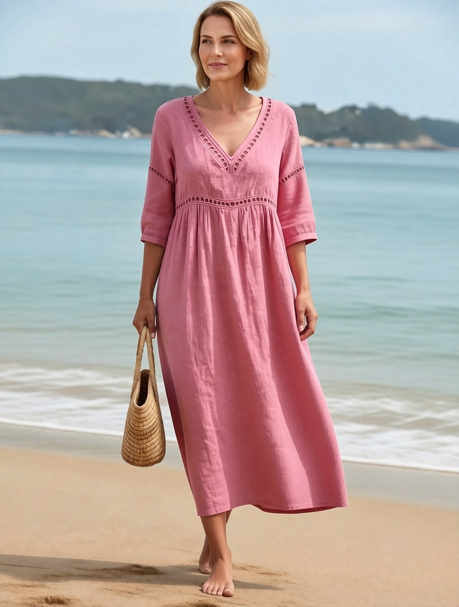 Fabiola Zanetti™ Abito con scollo a V dall'eleganza senza sforzo per il giorno