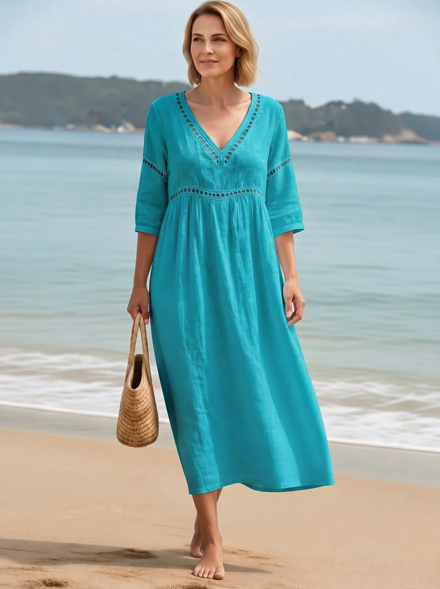 Fabiola Zanetti™ Abito con scollo a V dall'eleganza senza sforzo per il giorno