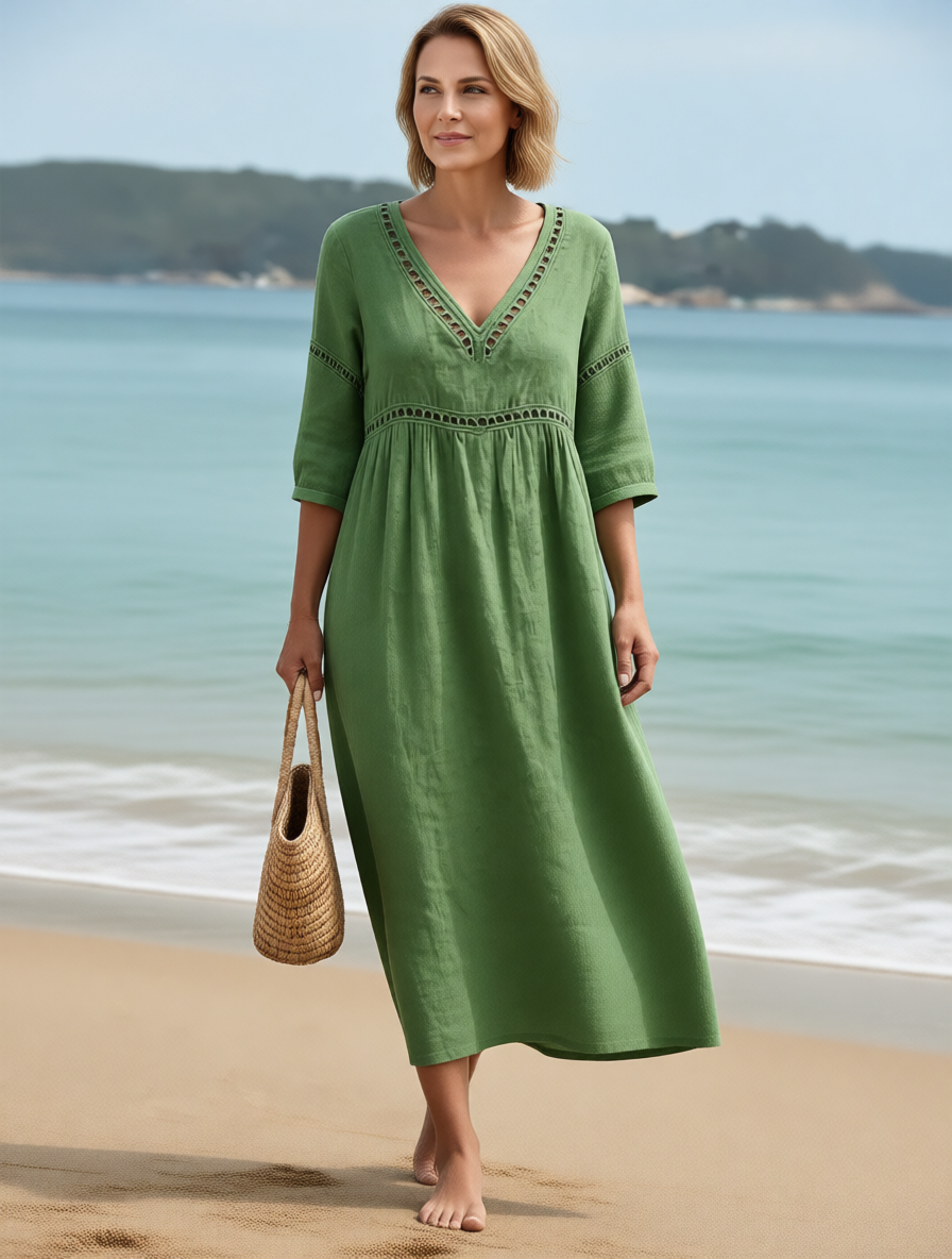 Fabiola Zanetti™ Abito con scollo a V dall'eleganza senza sforzo per il giorno
