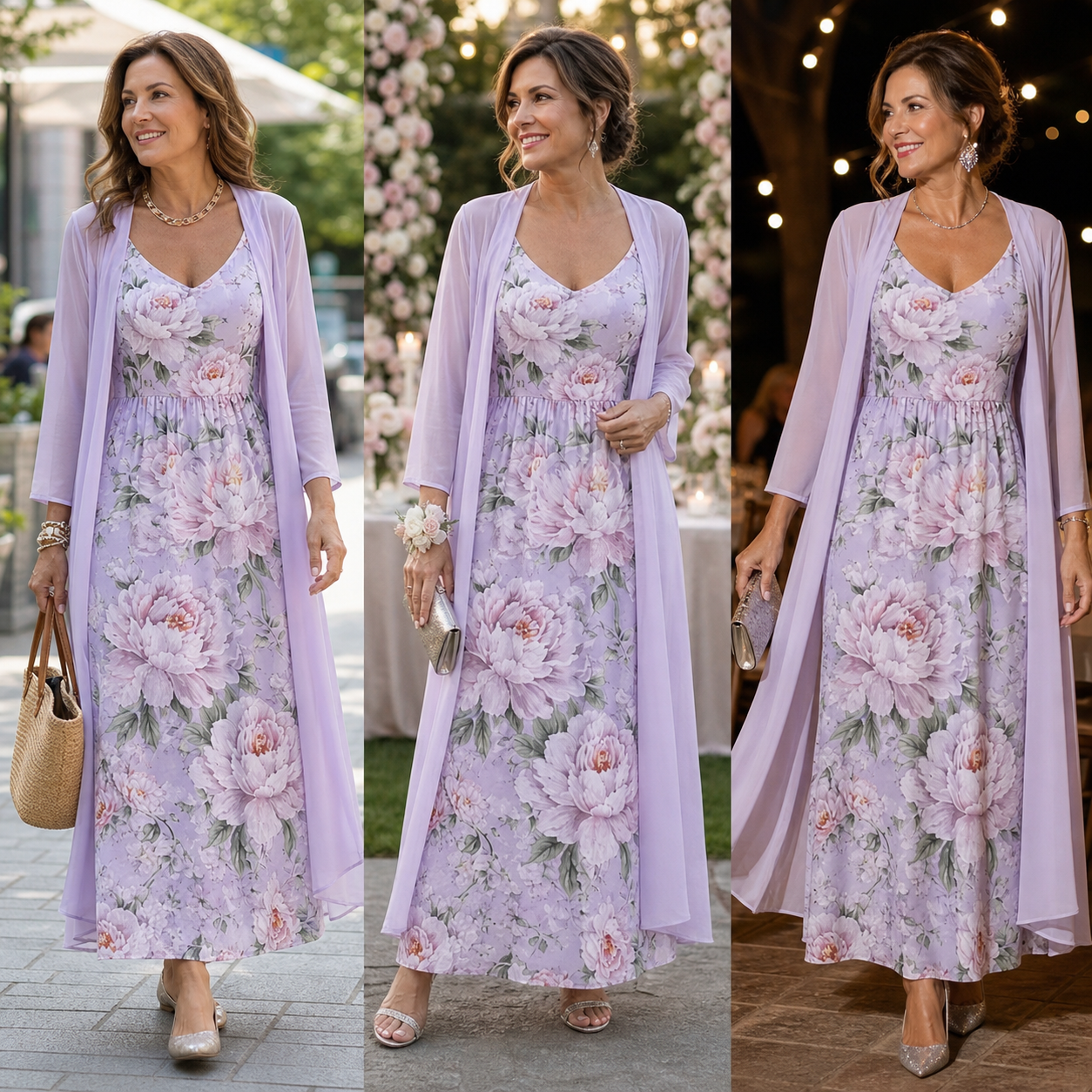 Fausta Rovatti™ Set con abito maxi floreale per un'eleganza senza sforzo