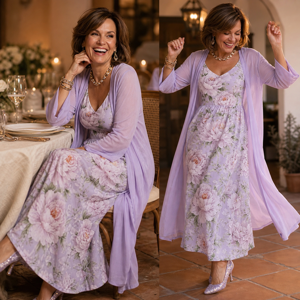 Fausta Rovatti™ Set con abito maxi floreale per un'eleganza senza sforzo