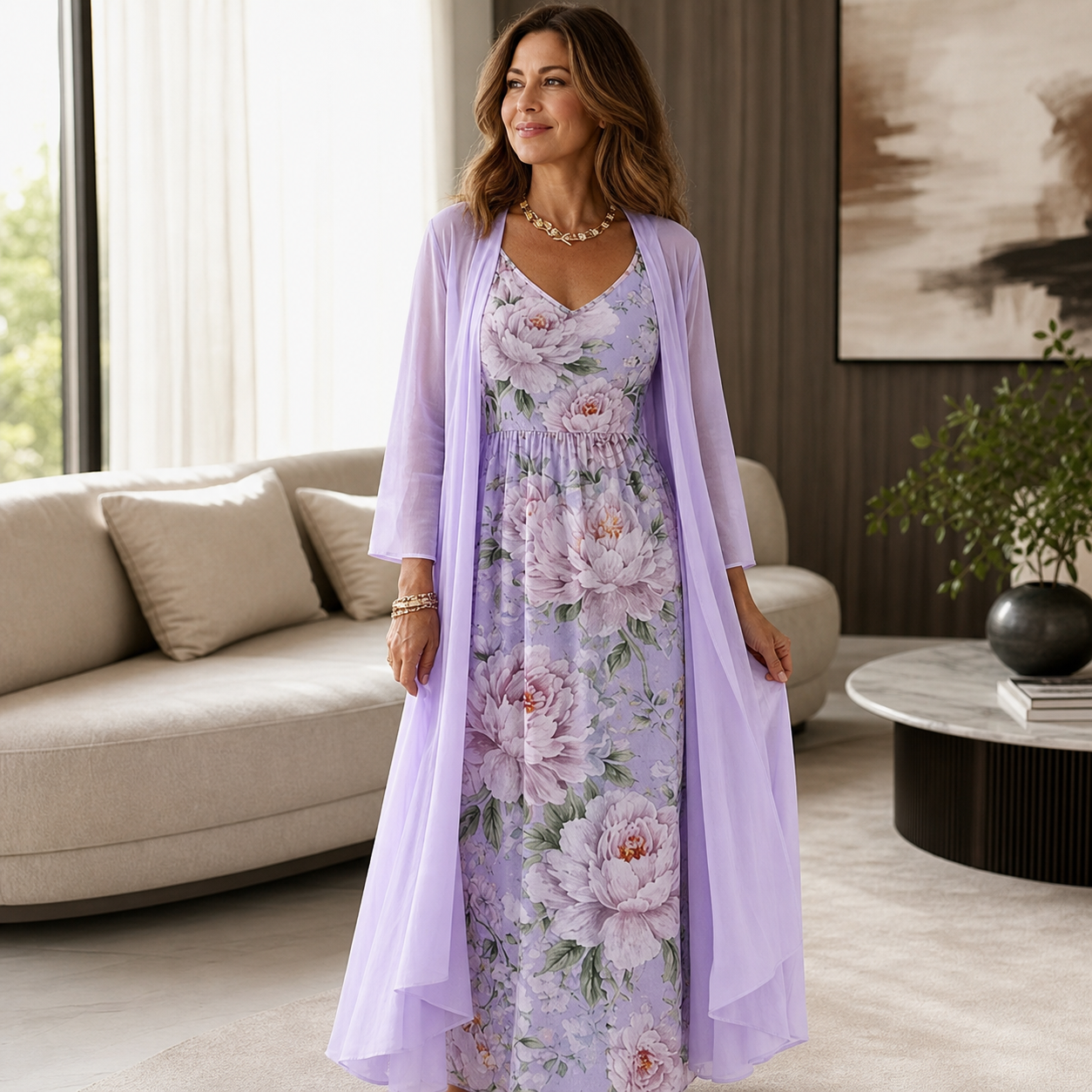 Fausta Rovatti™ Set con abito maxi floreale per un'eleganza senza sforzo