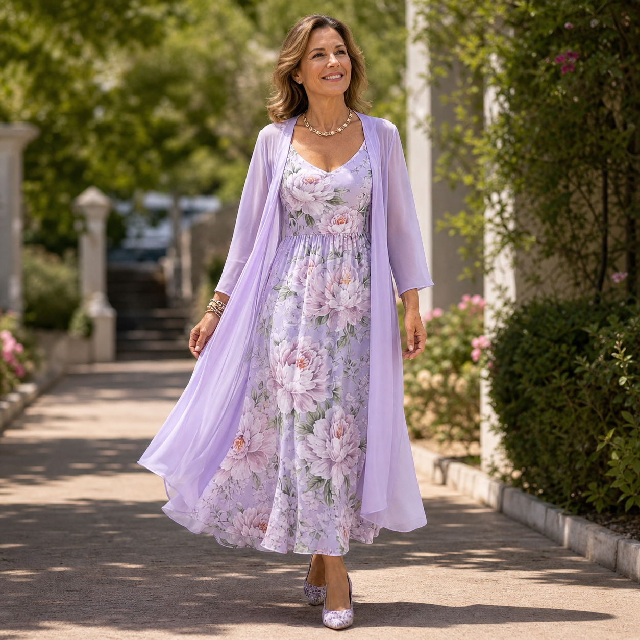 Fausta Rovatti™ Set con abito maxi floreale per un'eleganza senza sforzo
