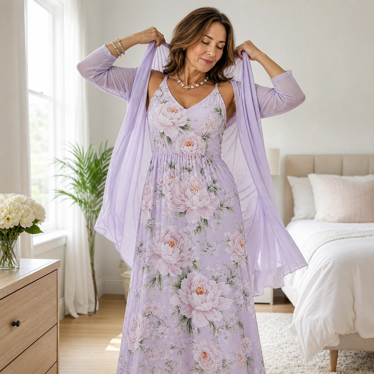 Fausta Rovatti™ Set con abito maxi floreale per un'eleganza senza sforzo