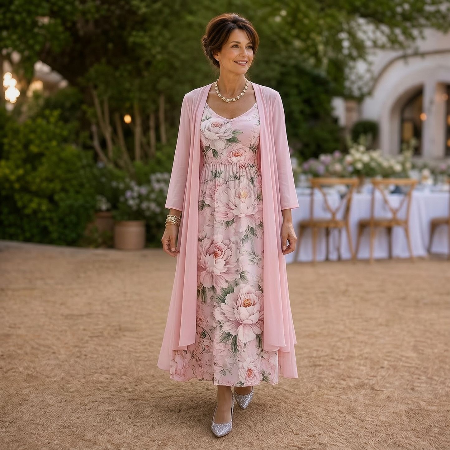 Fausta Rovatti™ Set con abito maxi floreale per un'eleganza senza sforzo