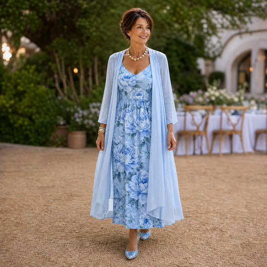 Fausta Rovatti™ Set con abito maxi floreale per un'eleganza senza sforzo