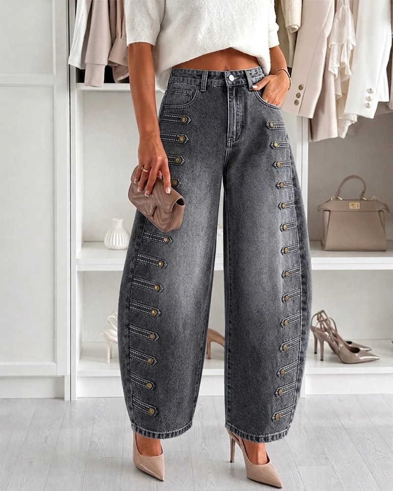 Felicia Brentani™ Jeans a vita alta e gamba larga, uno stile senza sforzo