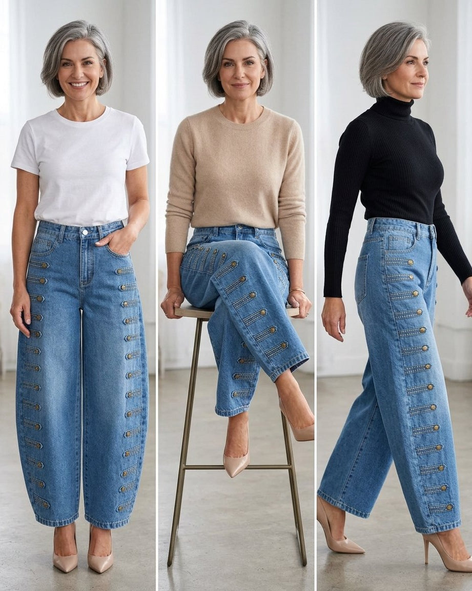 Felicia Brentani™ Jeans a vita alta e gamba larga, uno stile senza sforzo