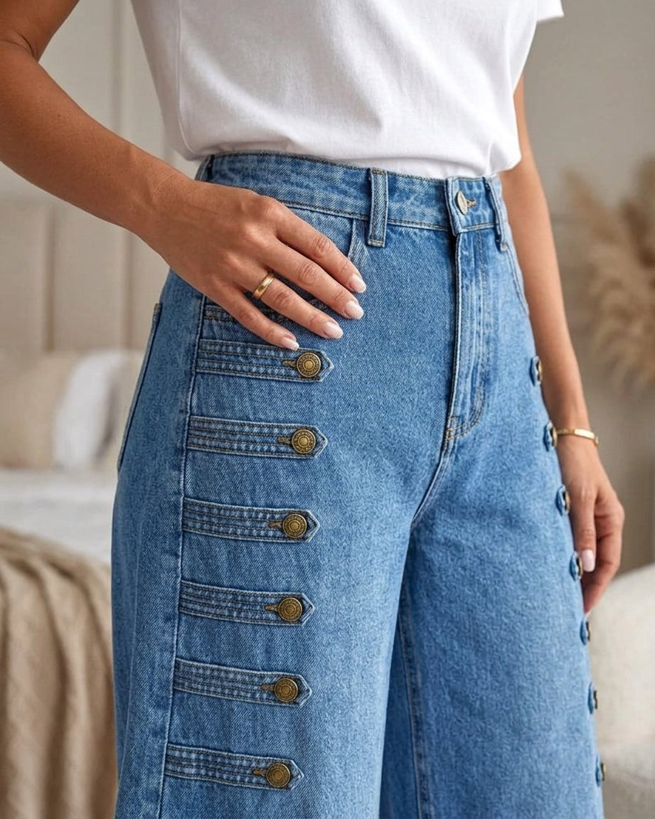 Felicia Brentani™ Jeans a vita alta e gamba larga, uno stile senza sforzo