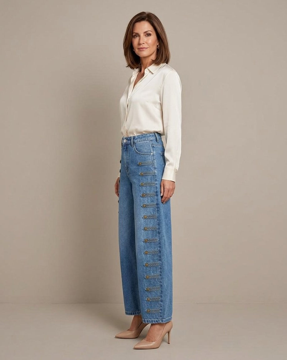 Felicia Brentani™ Jeans a vita alta e gamba larga, uno stile senza sforzo
