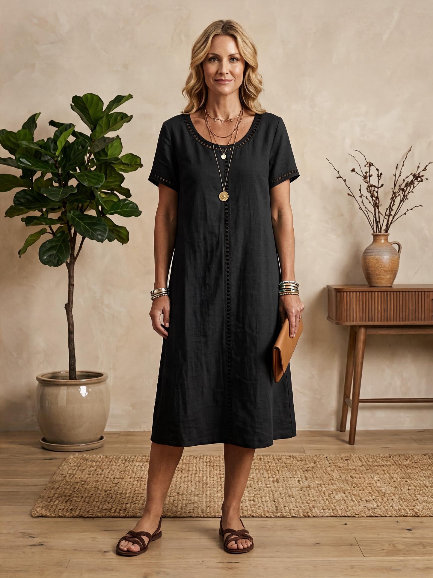 Filippa Adriani™ Abito midi senza sforzo a maniche corte