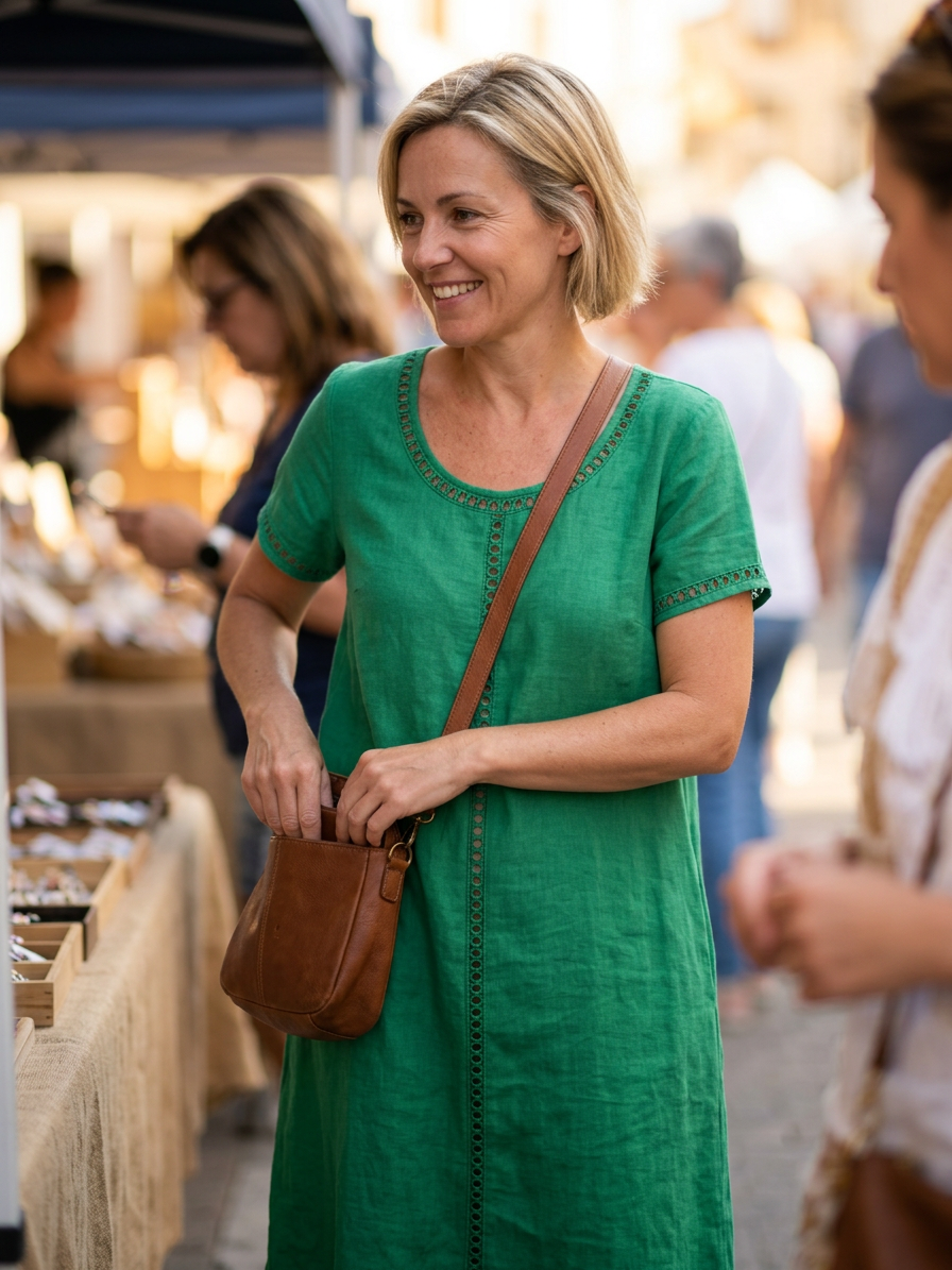 Filippa Adriani™ Abito midi senza sforzo a maniche corte