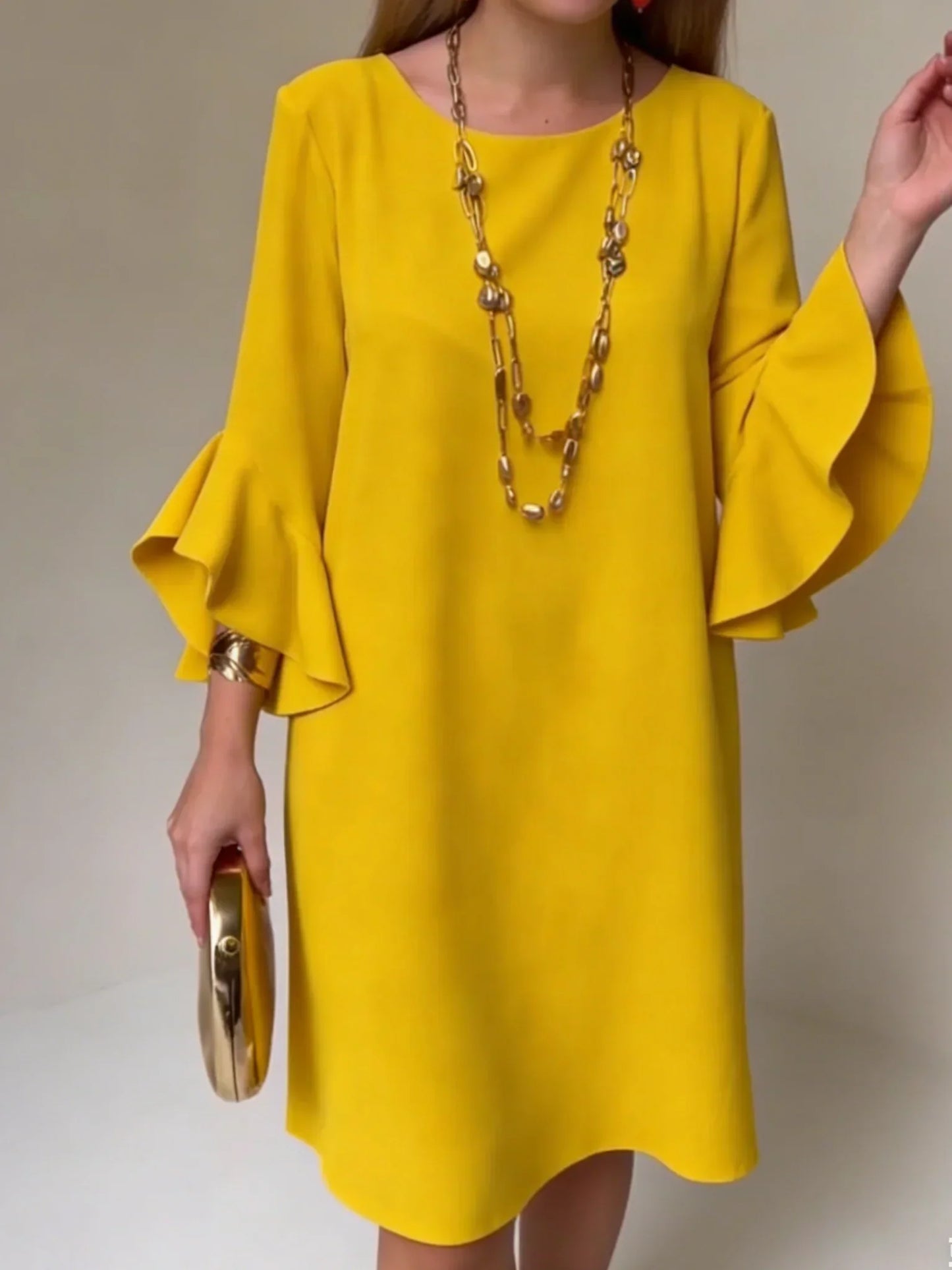 Fiorella Albanese™ Mini abito elegante con maniche a volant