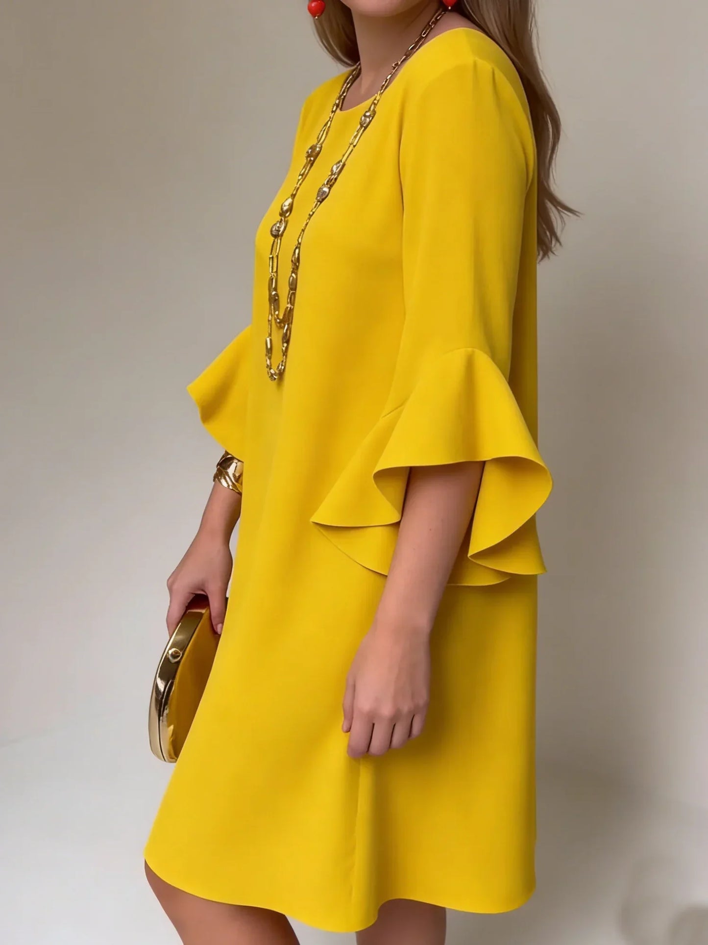 Fiorella Albanese™ Mini abito elegante con maniche a volant
