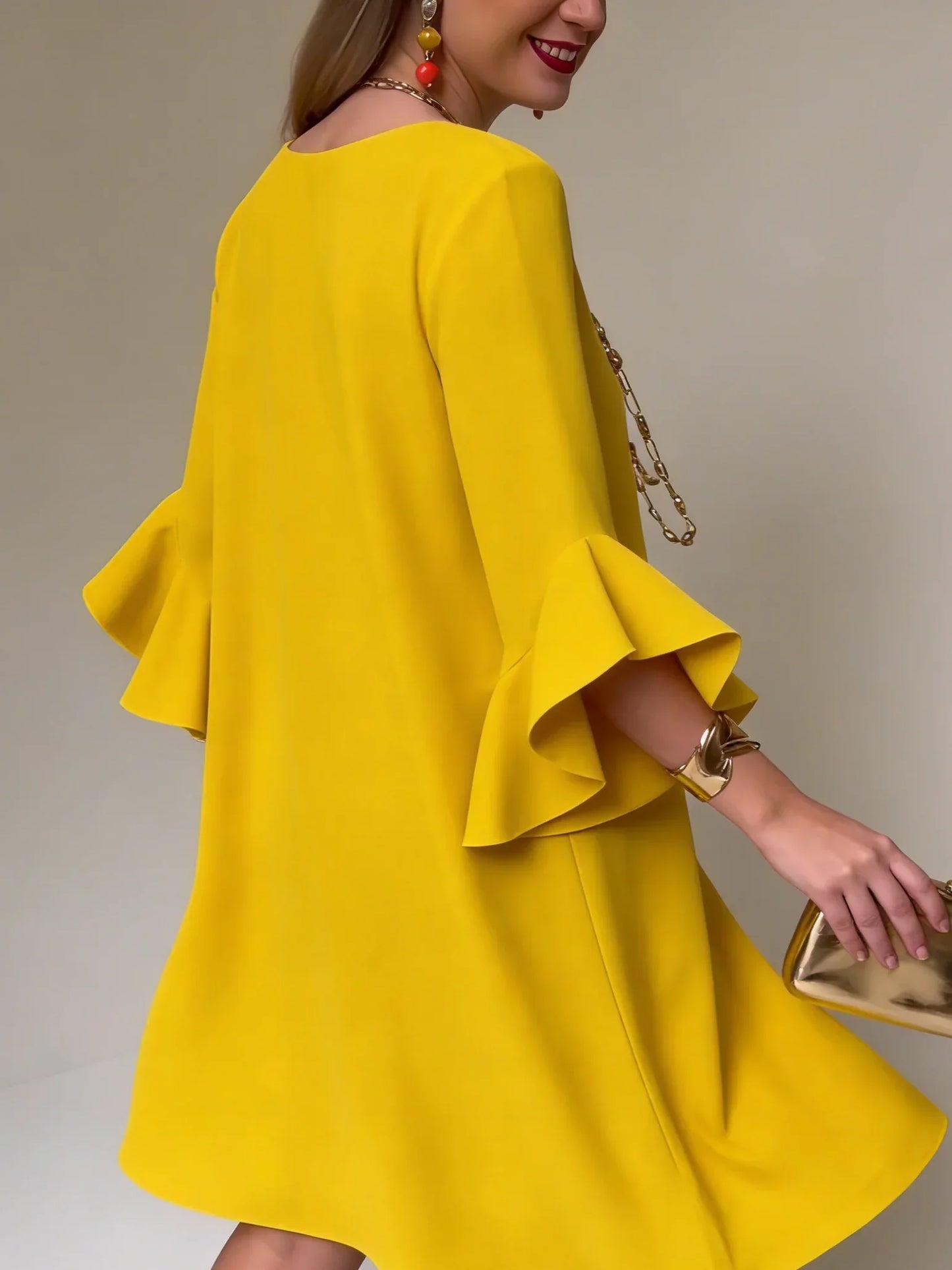 Fiorella Albanese™ Mini abito elegante con maniche a volant