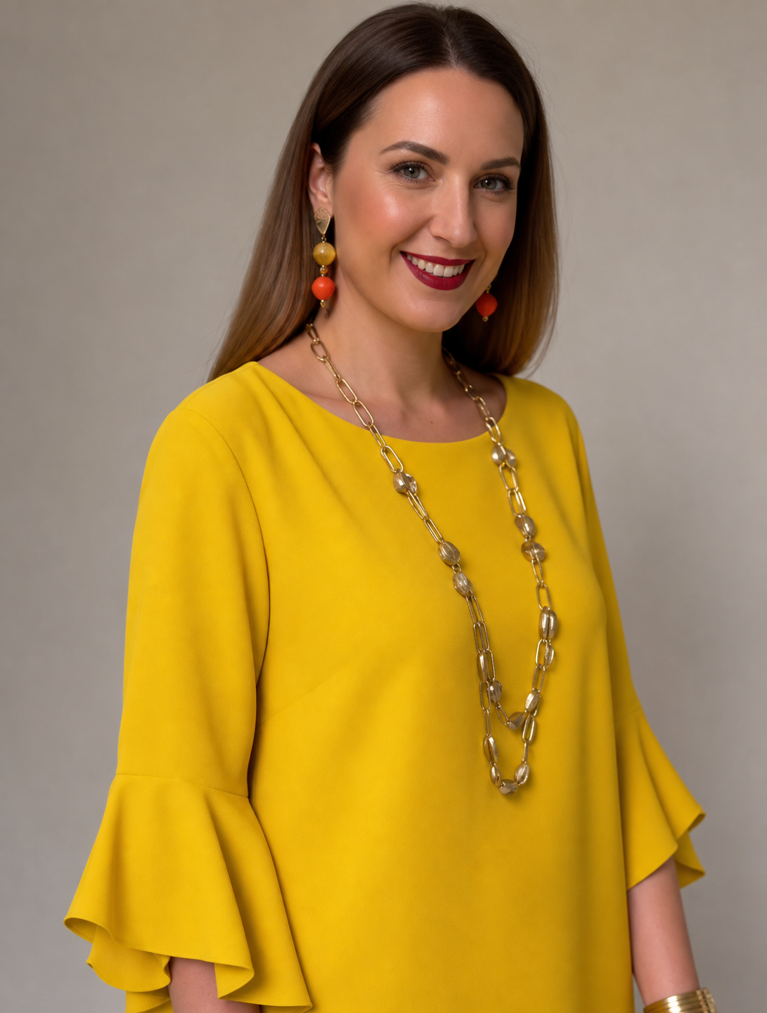 Fiorella Albanese™ Mini abito elegante con maniche a volant