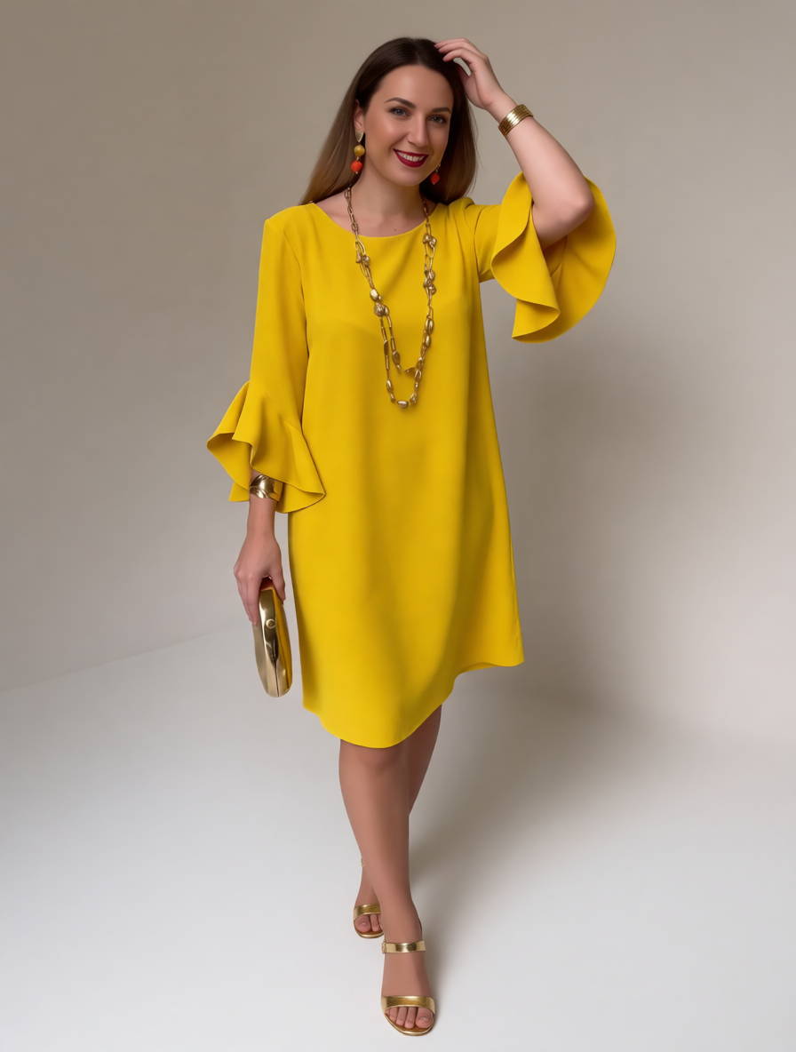 Fiorella Albanese™ Mini abito elegante con maniche a volant