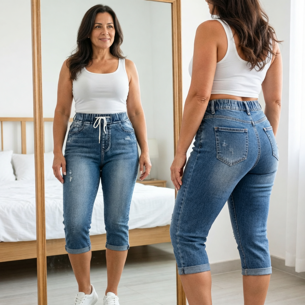 Flaminia Brentani™ Jeans a vita alta con coulisse senza sforzo