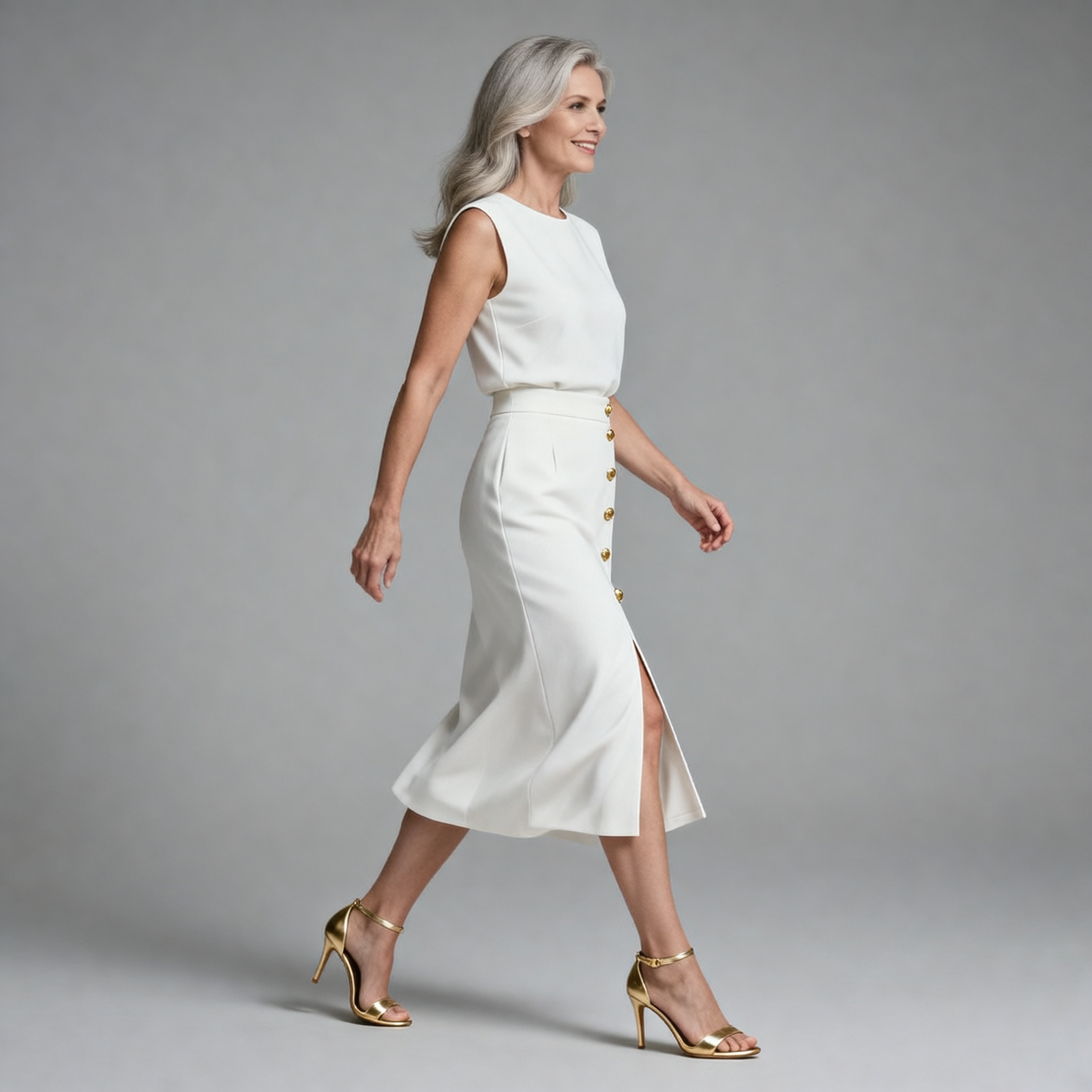 Floriana Brunelli™ Abito midi elegante con spacco laterale