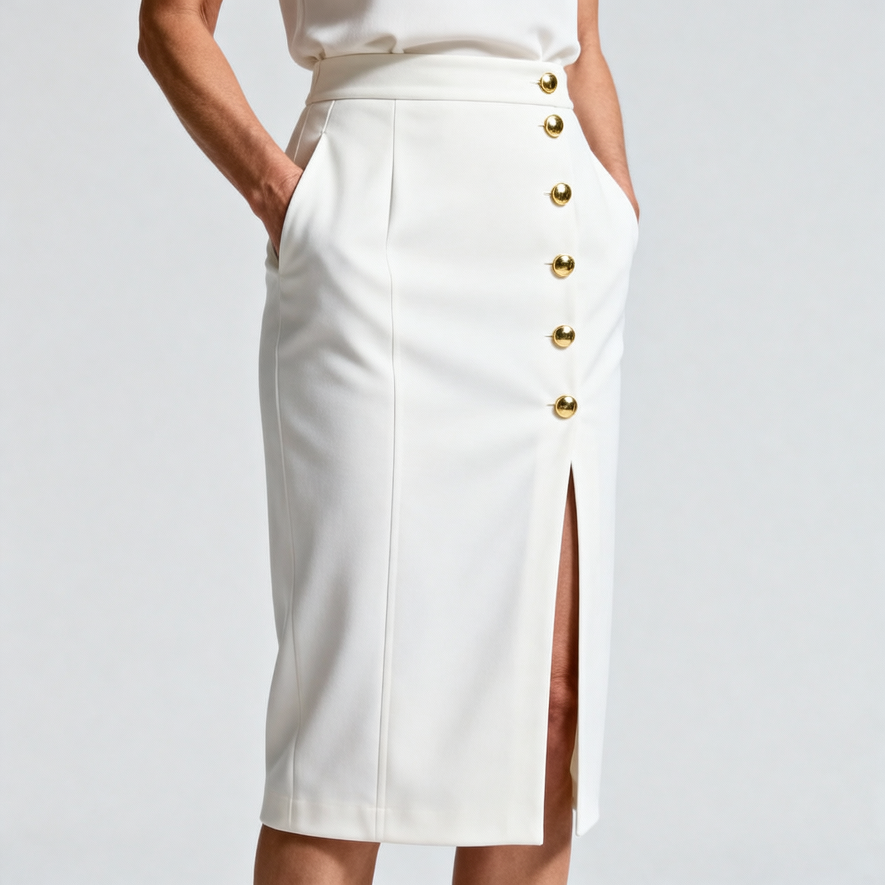 Floriana Brunelli™ Abito midi elegante con spacco laterale