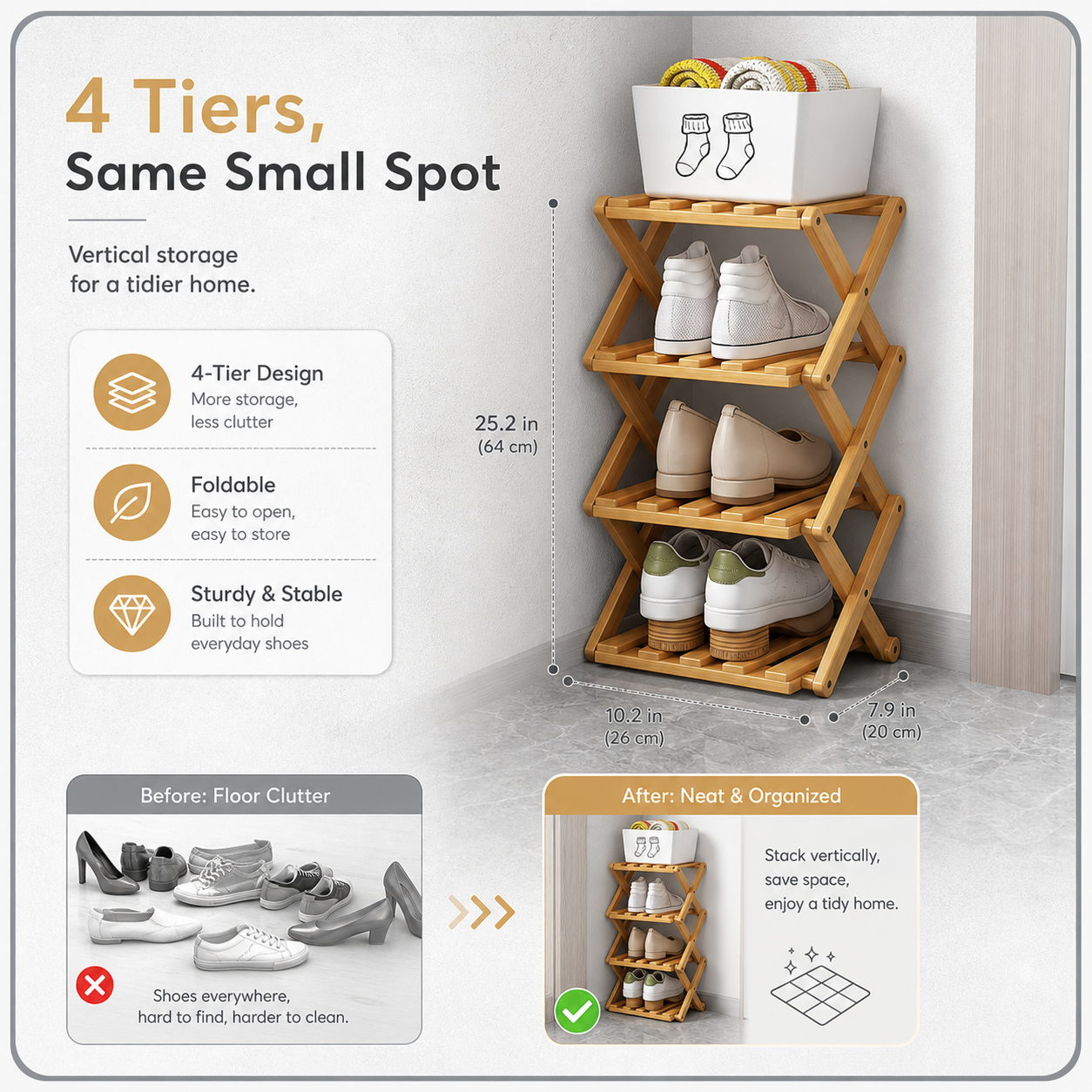FoldNest™ Scarpiera pieghevole per ingressi ordinati