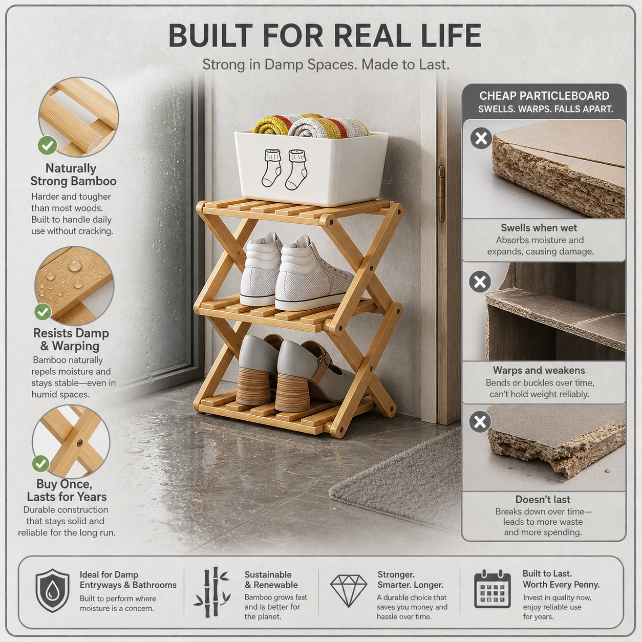 FoldNest™ Scarpiera pieghevole per ingressi ordinati