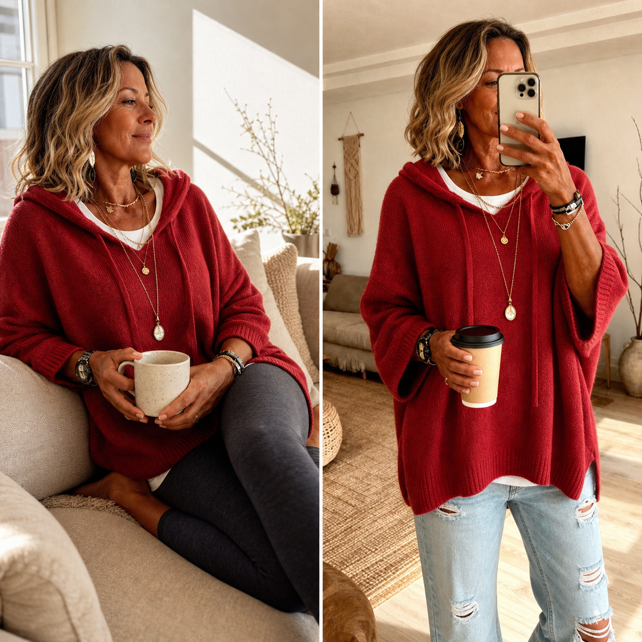 Gabriella Aloisi™ Felpa con cappuccio oversize morbida per il comfort quotidiano