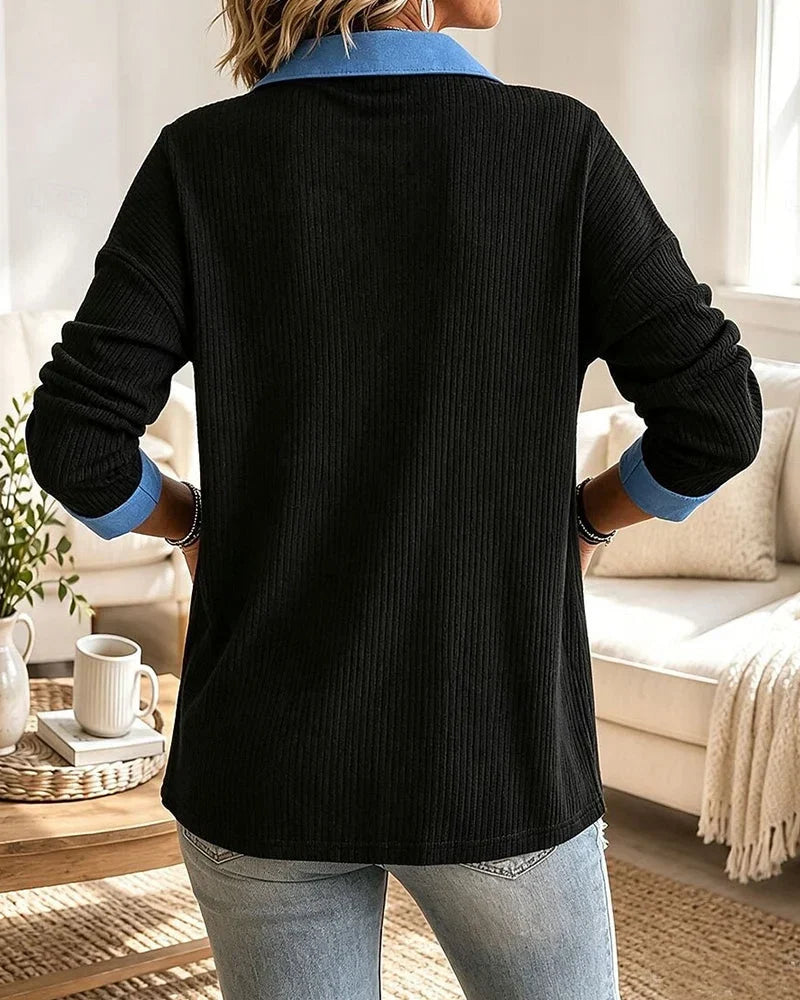 Gabriella Ambrosino™ Blusa casual con scollo a V dallo stile senza sforzo