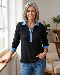 Gabriella Ambrosino™ Blusa casual con scollo a V dallo stile senza sforzo