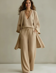 Gabriella Leone™ Set tre pezzi elegante con cardigan e pantaloni