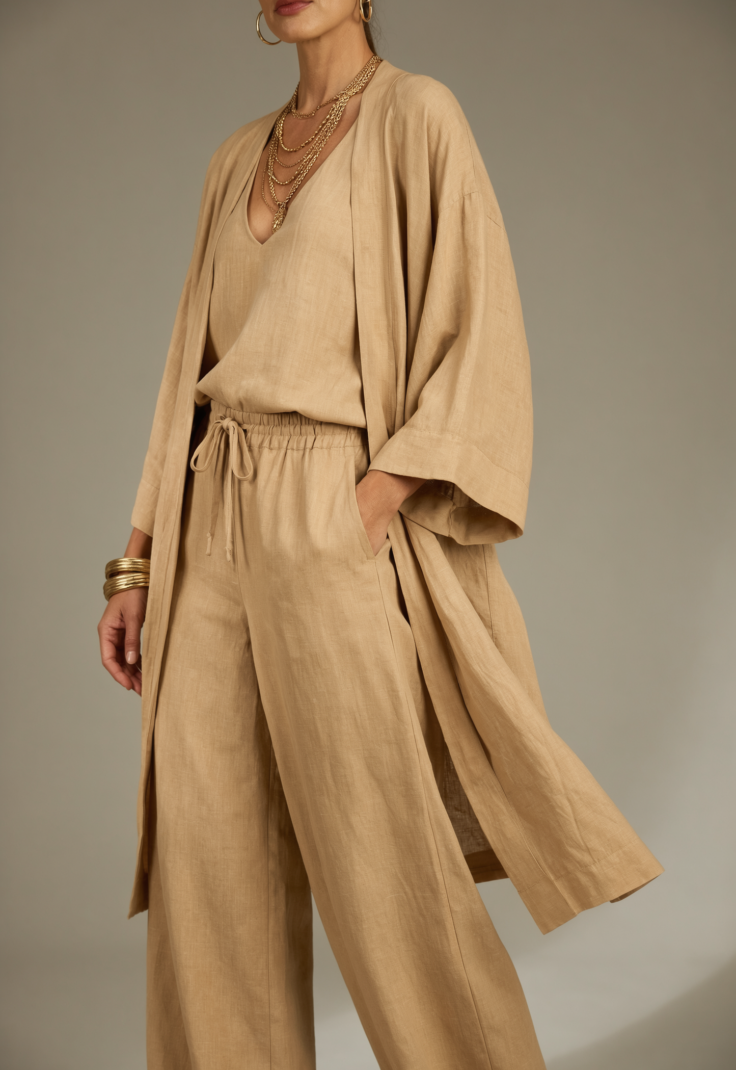 Gabriella Leone™ Set tre pezzi elegante con cardigan e pantaloni