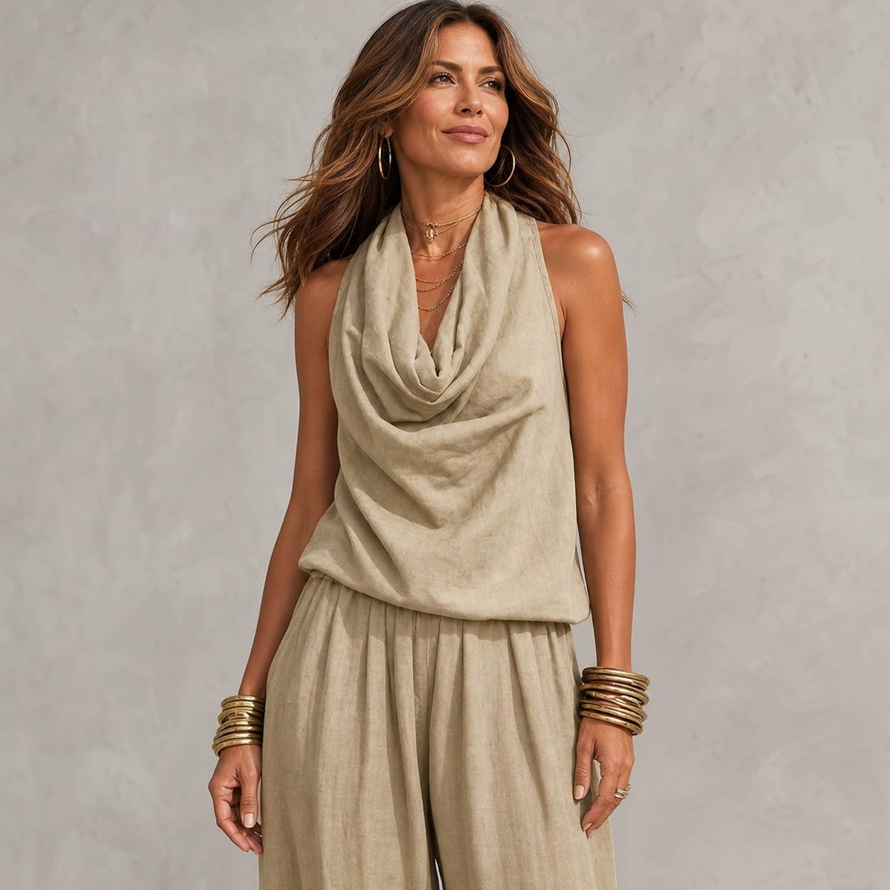Gelsomina Brentani™ Tuta con scollo all'americana drappeggiata per uno stile senza sforzo