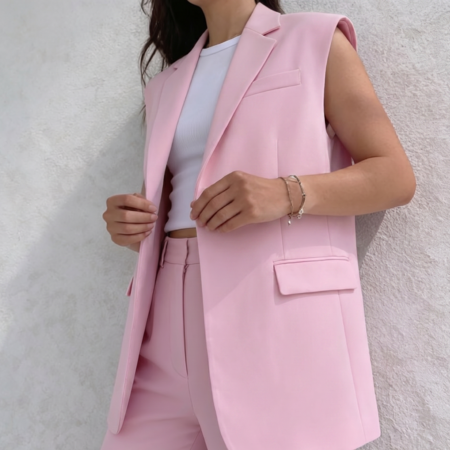 Matilde Neri™ Set blazer senza maniche e pantaloni raffinato