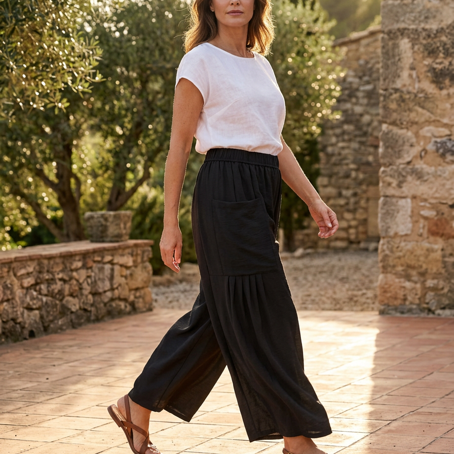 Pantaloni a gamba larga in lino traspirante Giuseppina Mancini™