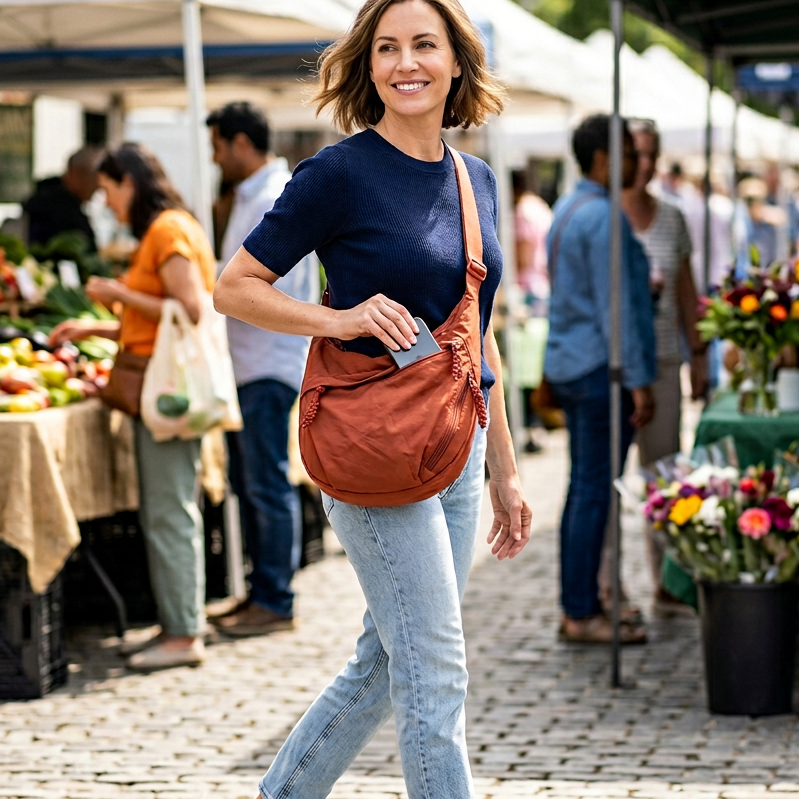 CompactCarry Pro™ Borsa a tracolla minimalista in nylon