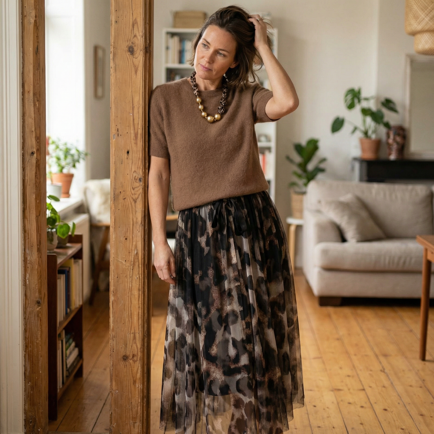 Giulia Greco™ set maglione e gonna leopardato senza sforzo