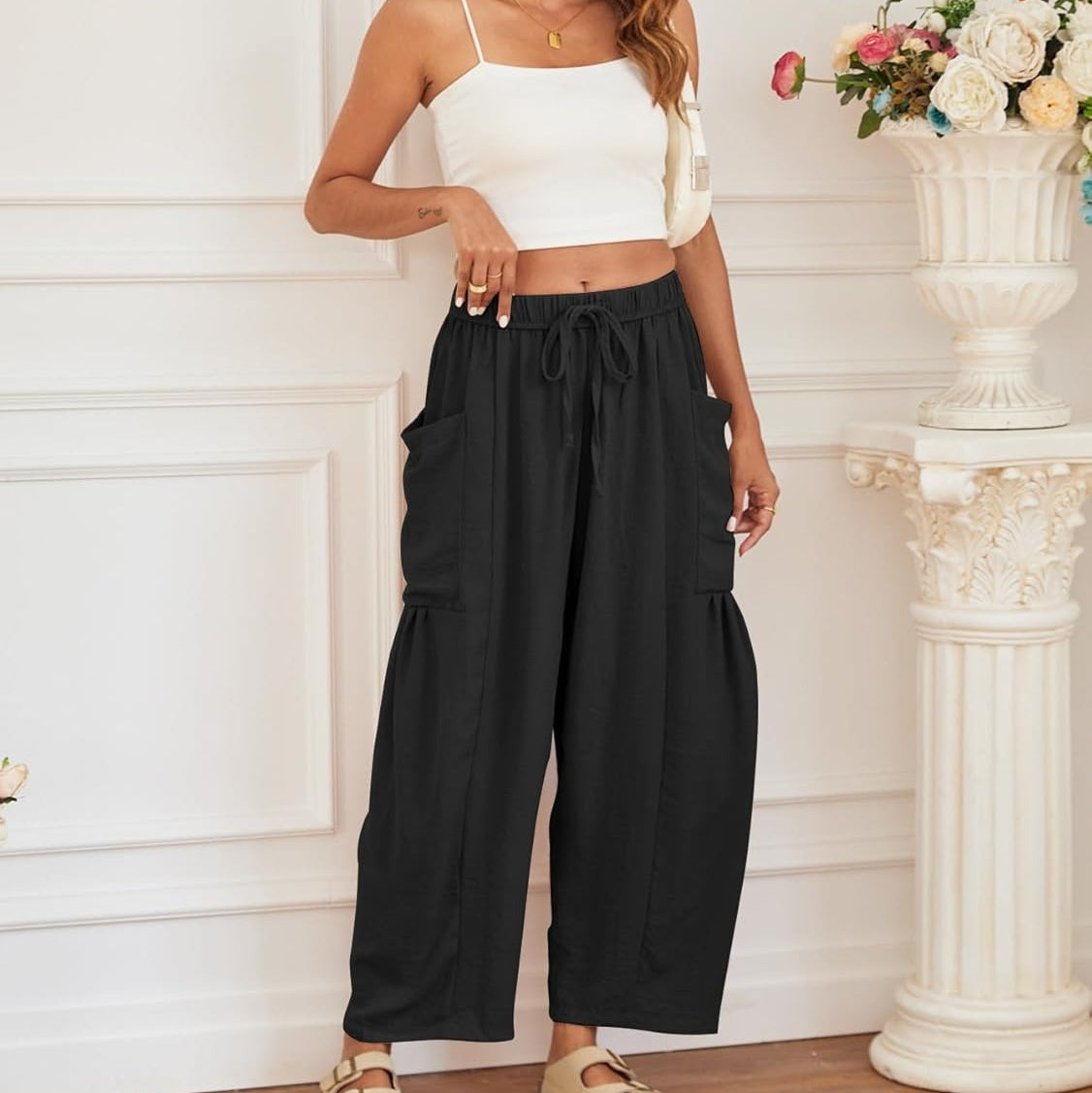 Pantaloni a gamba larga in lino traspirante Giuseppina Mancini™