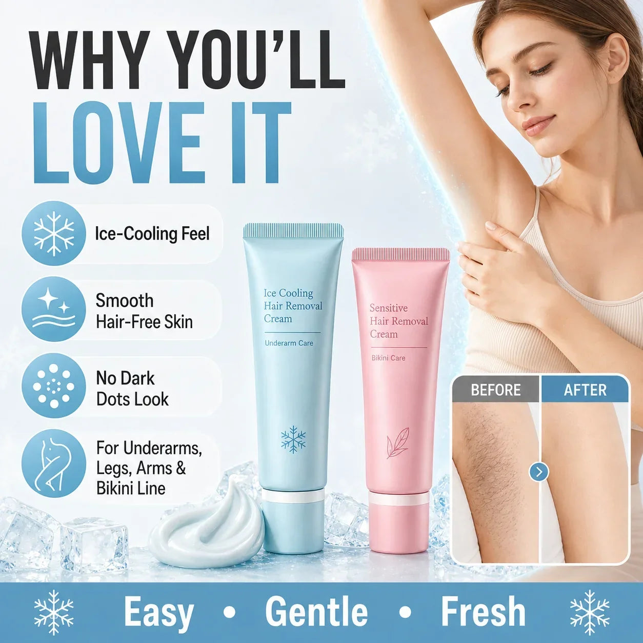 Glacène™ Crema depilatoria delicata per pelli sensibili