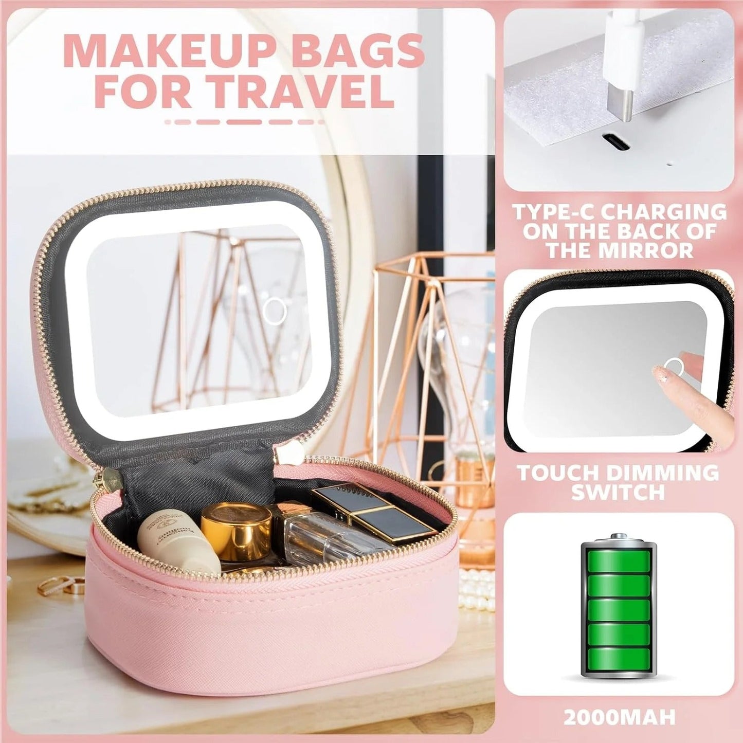 GlowKit Pro+™ Pochette trucco compatta con specchio LED