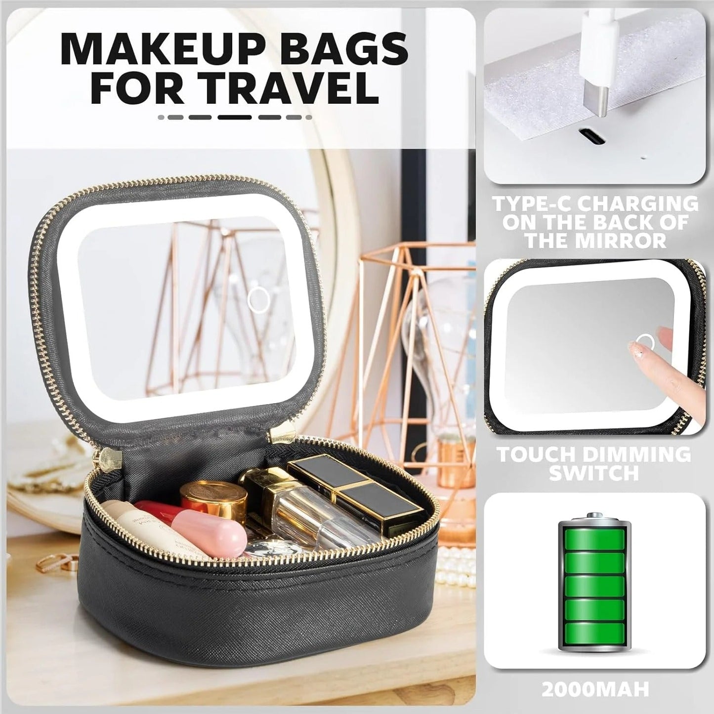 GlowKit Pro+™ Pochette trucco compatta con specchio LED