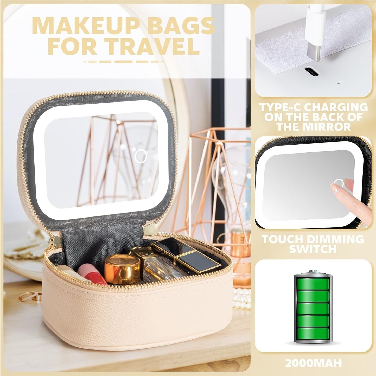 GlowKit Pro+™ Pochette trucco compatta con specchio LED