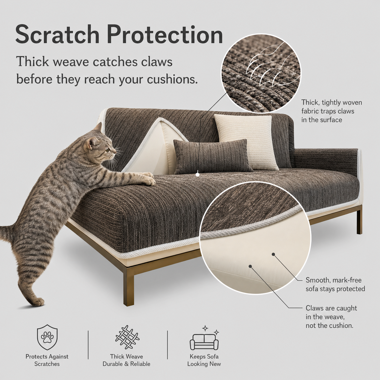 GripStay™ Copridivano in ciniglia per la protezione dagli animali domestici